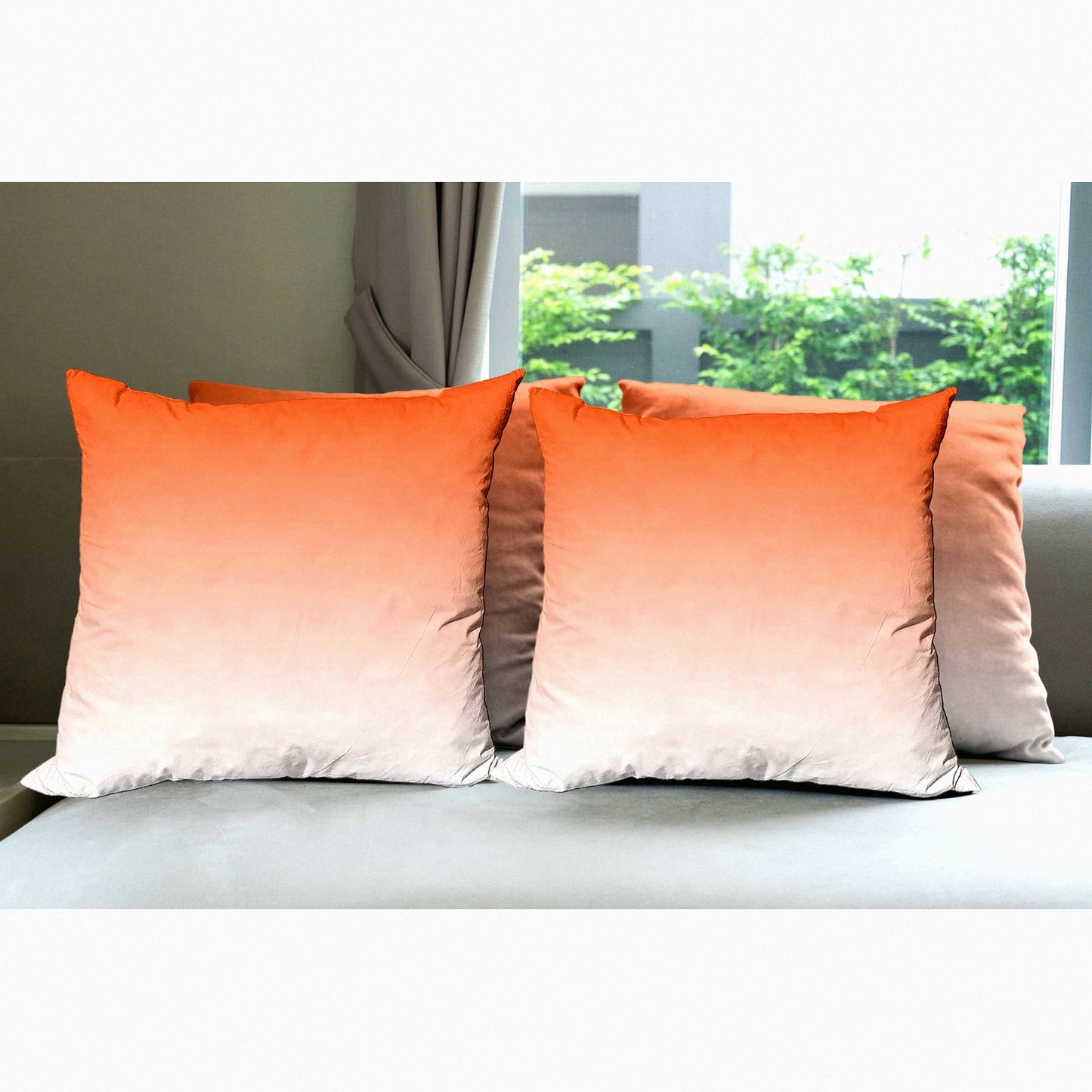 Sunset Desert Ombre Pillow Cover Set - Pack of 4, Dusk Orange Digital Art Print, 20" Cushion Case for Couch, Living Room, Car - Decorative Throw Pillow