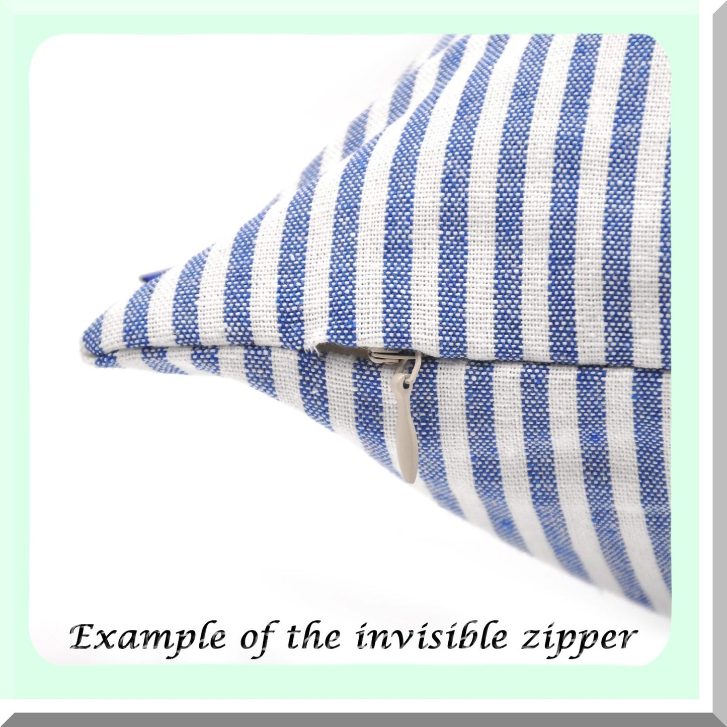 Striped Cotton Pillowcase Set - Home Decor Square Throw Pillow Covers (Pack of 2) for Office Bed Car Club - 18 x 18 Inches Blue and White