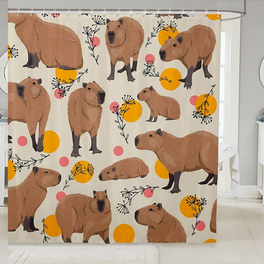 Capybaras Bath Curtain 72"x78" Polyester