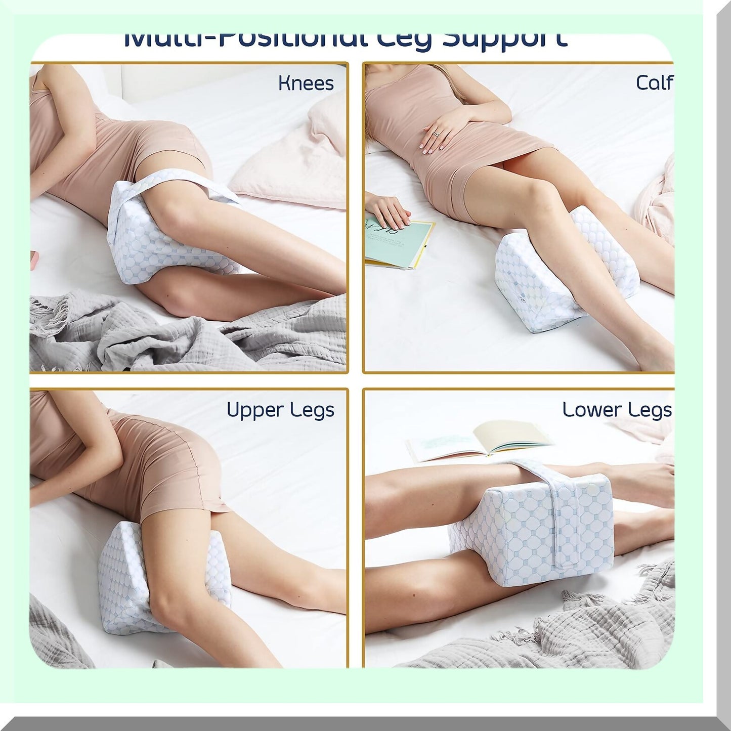 CoolSleep Knee Support Pillow - Orthopedic Leg Cushion for Side Sleepers with Adjustable Strap and Cooling Cover - Comfy Sleep Aid for Knee Surgery Recovery