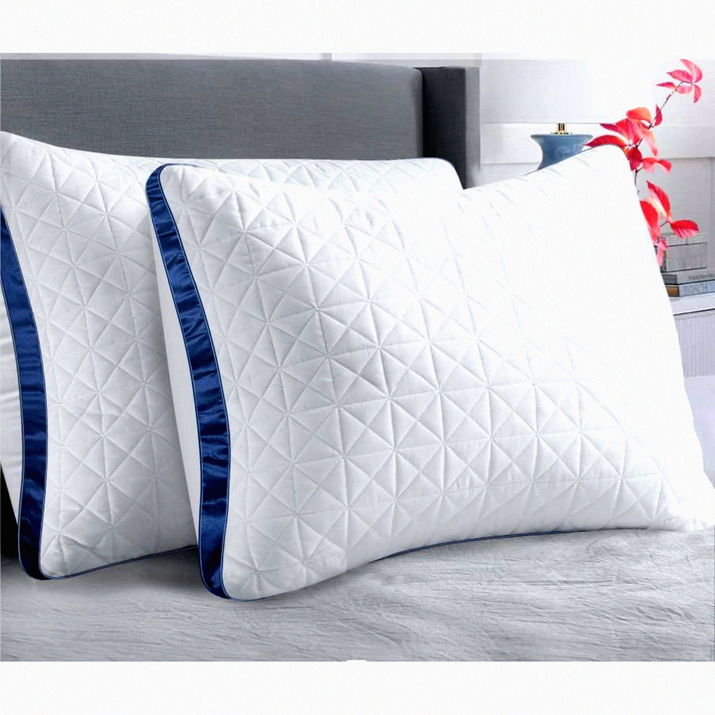 CoolDream Standard Pillow Set - 2 Pack Cooling Hotel Luxury Pillows for Sleeping. Supportive Breathable Down Alternative Gusset Pillow for Back, Stomach, Side Sleepers.