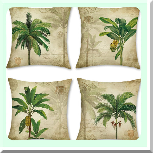 Palm Tree Decorative Pillow Covers Set of 4 for Couch