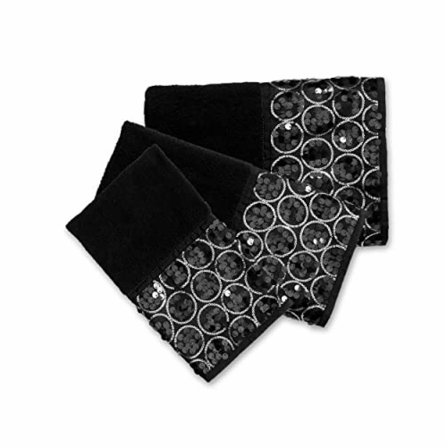 3-Piece Black Bathroom Towel Set
