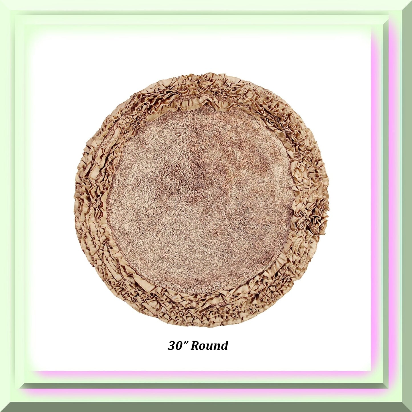 100% Cotton Shaggy Border Bath Rug 30" Round Beige