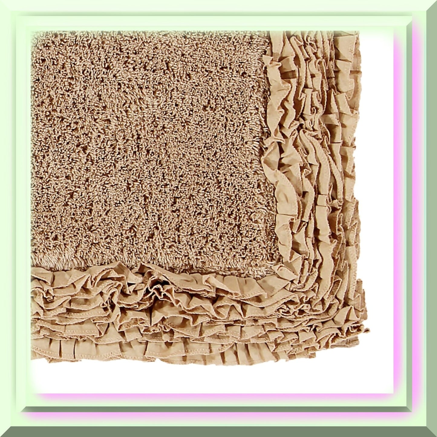 100% Cotton Shaggy Border Bath Rug 30" Round Beige