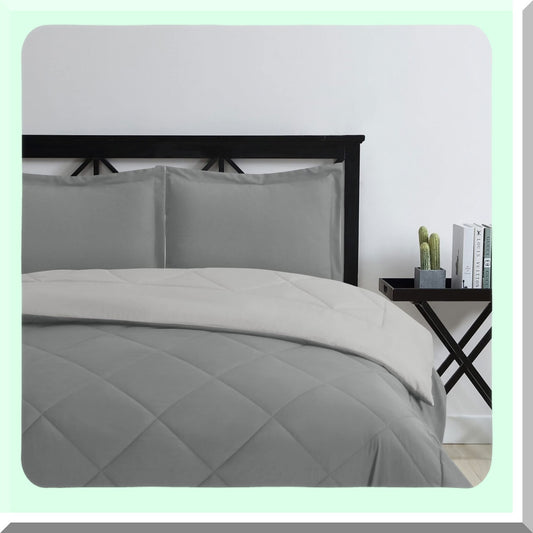 Luxury Reversible Comforter Set Full/Queen Compatible with Goose Down Alternative