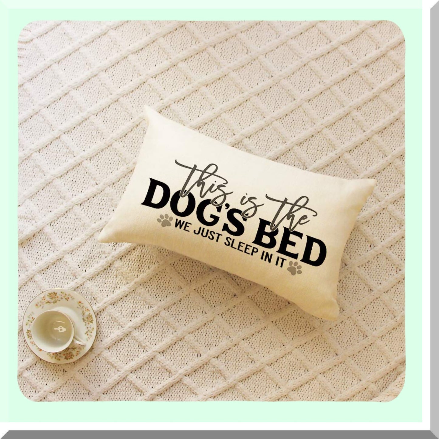 Rustic Dog Lover Lumbar Pillow - Farmhouse Quote Cover for Family Room Decor - 12x20 Inch Farmhouse Rustic Dog Bed Saying Gift