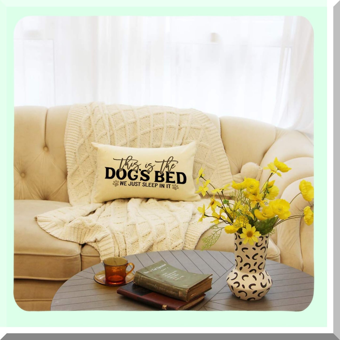 Rustic Dog Lover Lumbar Pillow - Farmhouse Quote Cover for Family Room Decor - 12x20 Inch Farmhouse Rustic Dog Bed Saying Gift