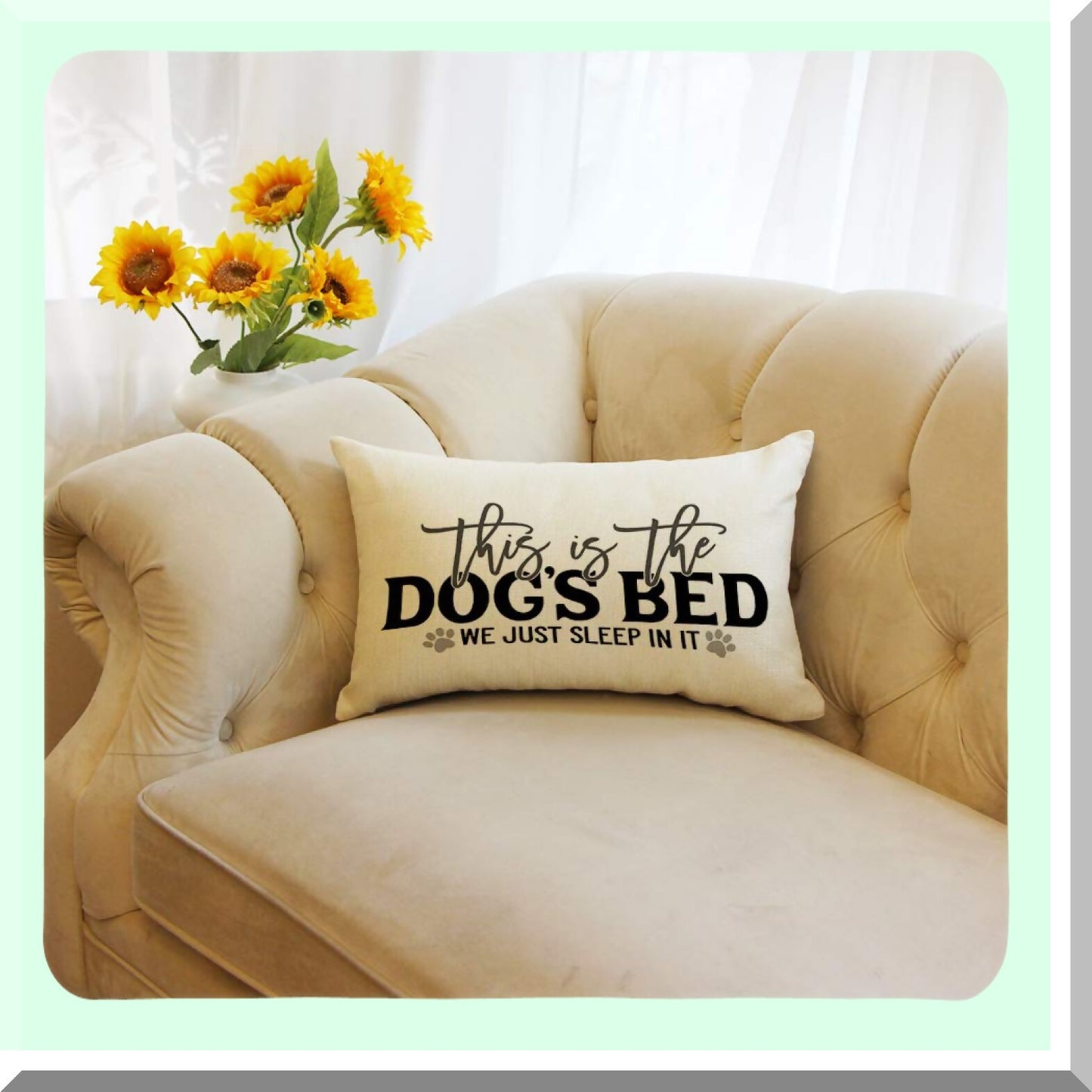 Rustic Dog Lover Lumbar Pillow - Farmhouse Quote Cover for Family Room Decor - 12x20 Inch Farmhouse Rustic Dog Bed Saying Gift