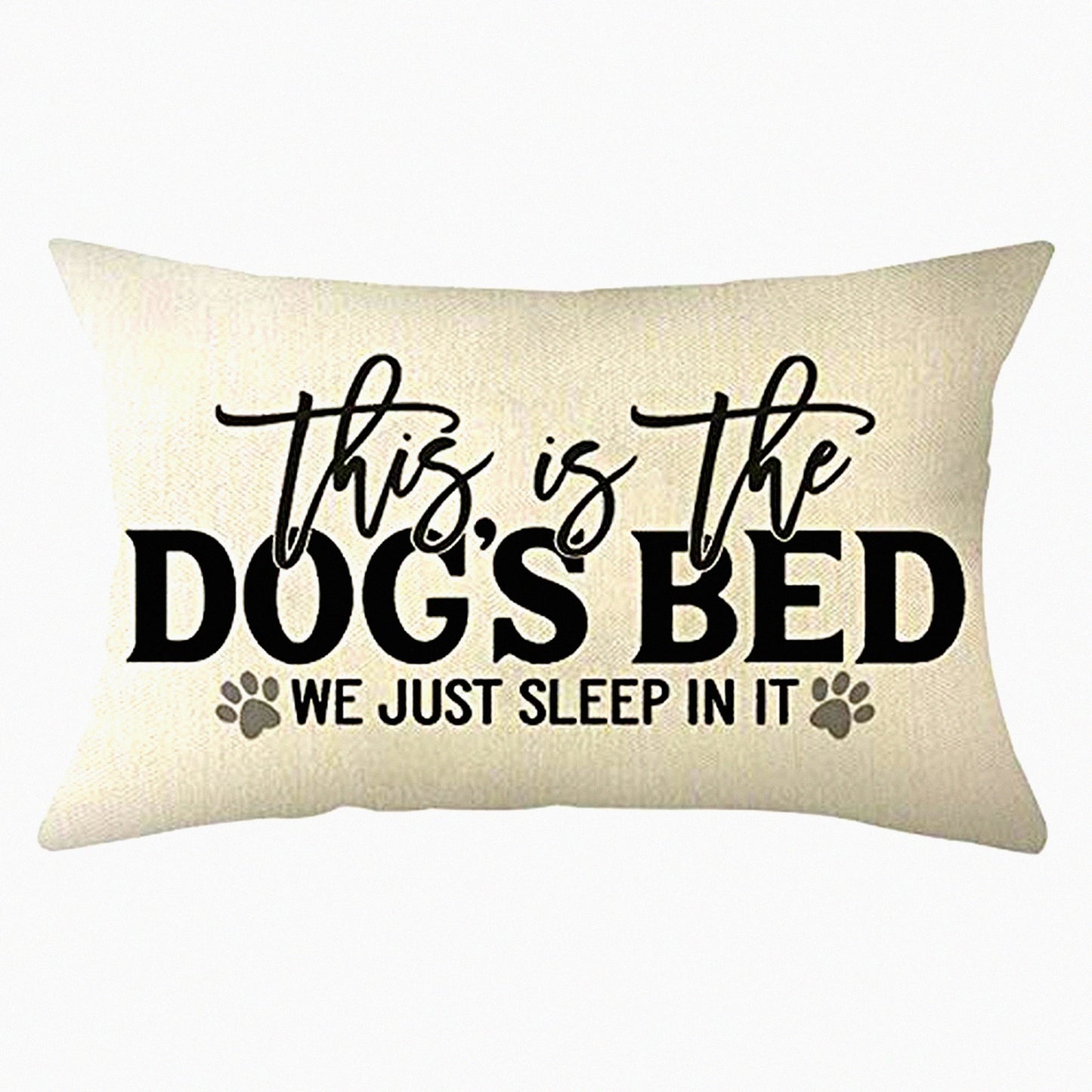 Rustic Dog Lover Lumbar Pillow - Farmhouse Quote Cover for Family Room Decor - 12x20 Inch Farmhouse Rustic Dog Bed Saying Gift