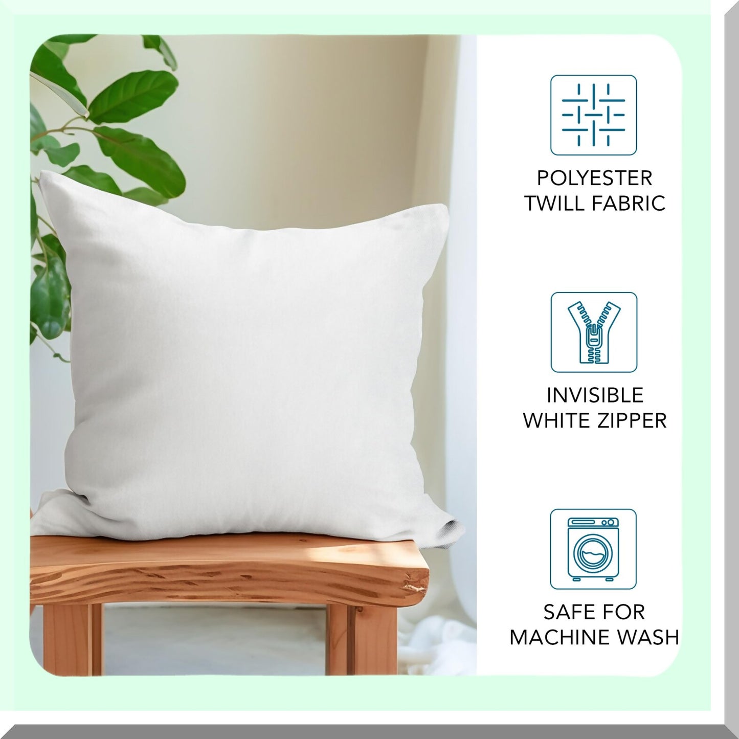 Sublimation White Pillow Cover Pack - DIY Blank Cushion Cases - 18x18 in - Invisible Zipper - Polyester Twill - Painting & Printing - Set of 10