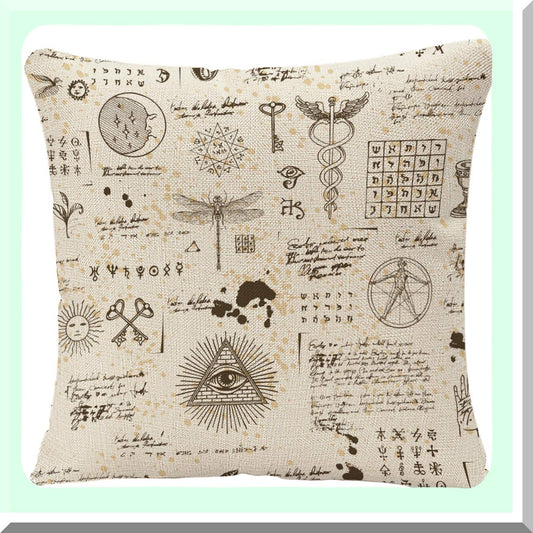 Mystic Symbols Pillow Cover 18x18" for Home and Car
