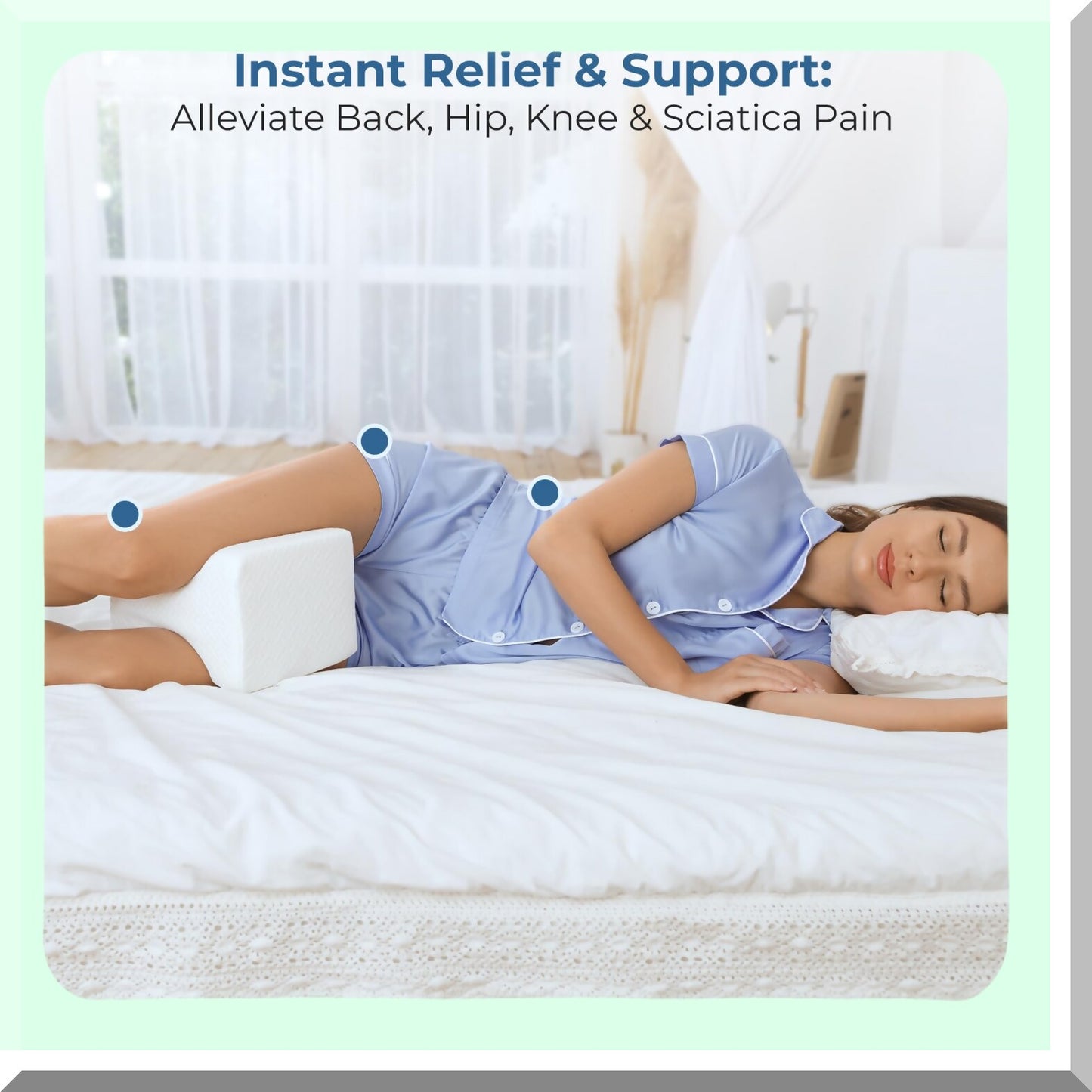 OrthoSleep Memory Foam Knee Pillow - Side Sleeper Leg Cushion for Hip & Lower Back Pain Relief. Sciatica Support Between Legs Pillow for Side Sleeping.