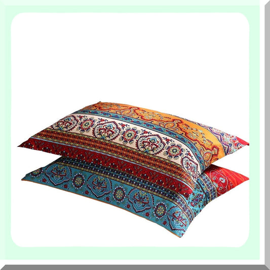 Colorful Bohemian Cotton Pillowshams Set Compatible with 20" x 36" Pillows