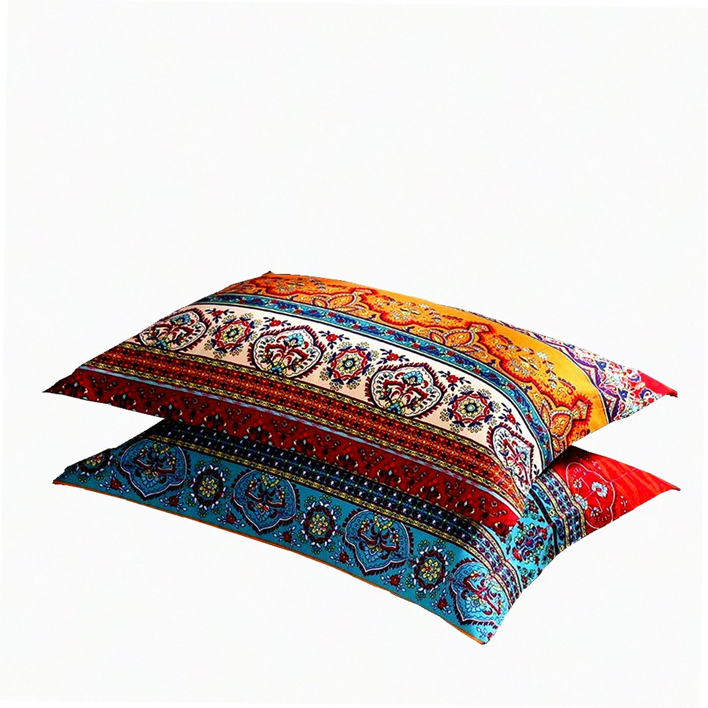 Colorful Bohemian Striped Cotton Pillowshams Set - 2 Piece Brushed Pillow Covers - Boho Pillow Protectors - 20" x 36" Pattern# 1