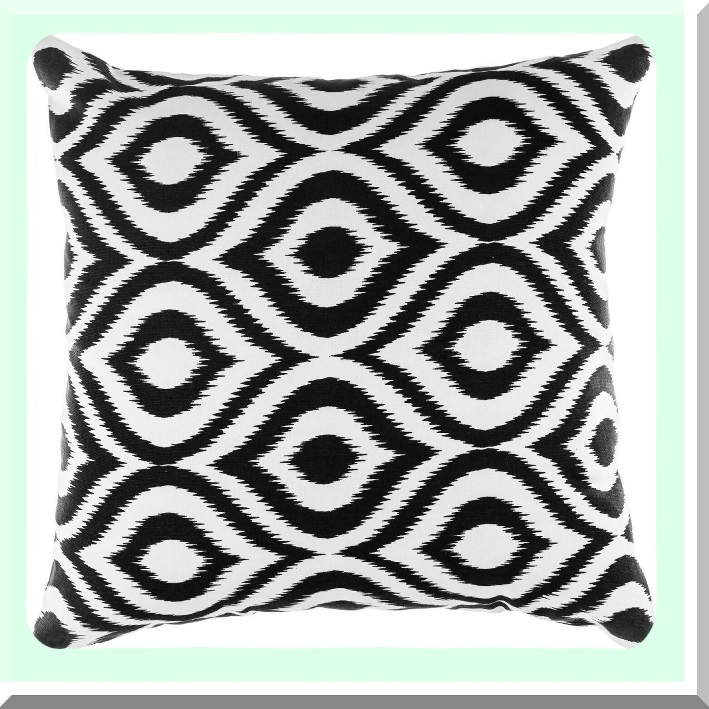 Black Ikat Ogee Cotton Throw Pillow Covers - Set of 2, 20x20 Inches - Decorative Accent Pillows for Home Décor - Boho Chic Cushion Cases