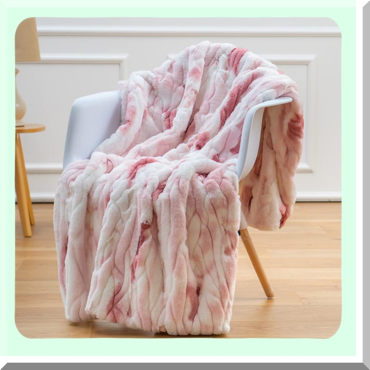 Royal Plush Velvet Throw - Ultra Soft Reversible Rose Pink Blanket for Couch, Sofa, Bed, or Chair - 50x60 Inch Cozy Fuzzy Comfort