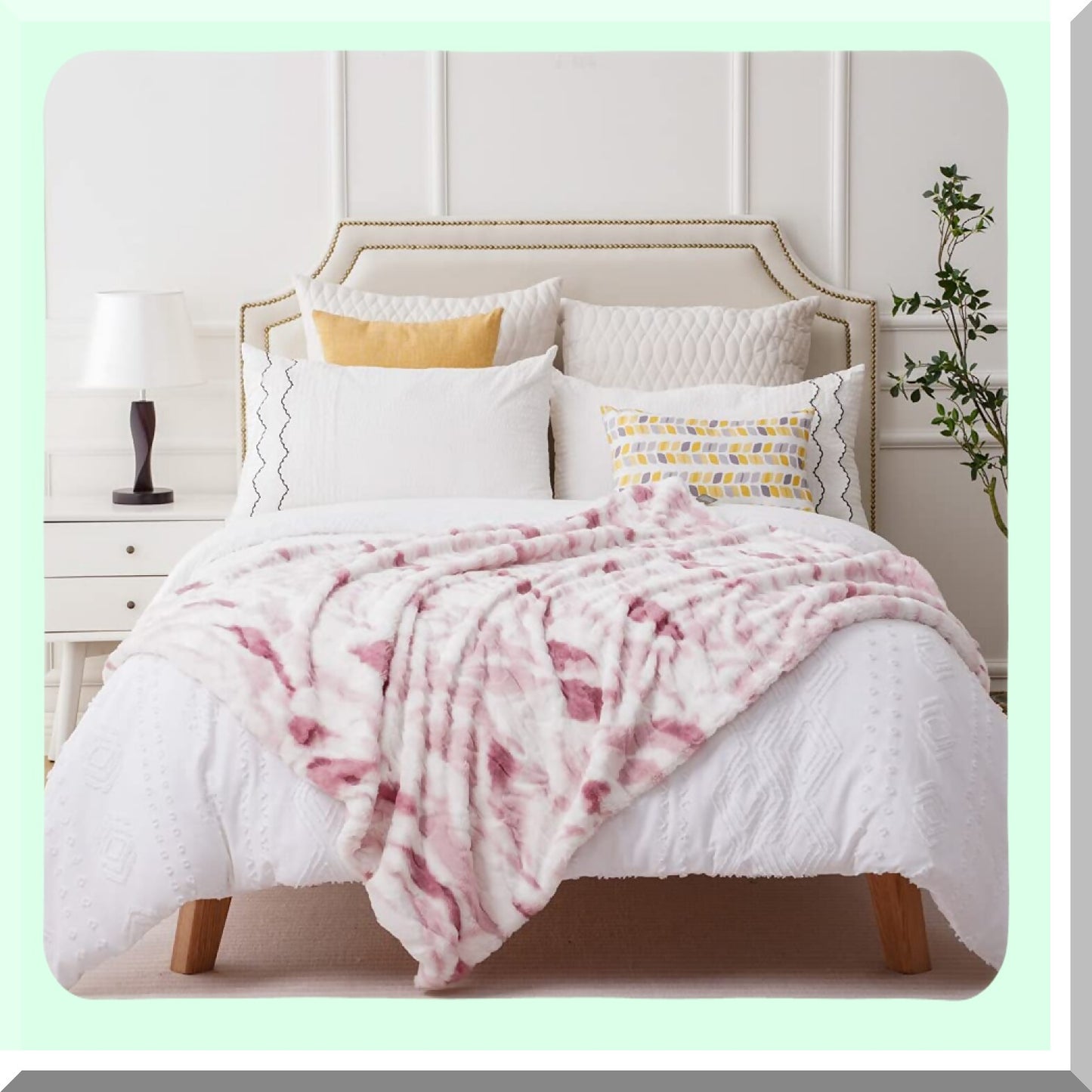 Royal Plush Velvet Throw - Ultra Soft Reversible Rose Pink Blanket for Couch, Sofa, Bed, or Chair - 50x60 Inch Cozy Fuzzy Comfort