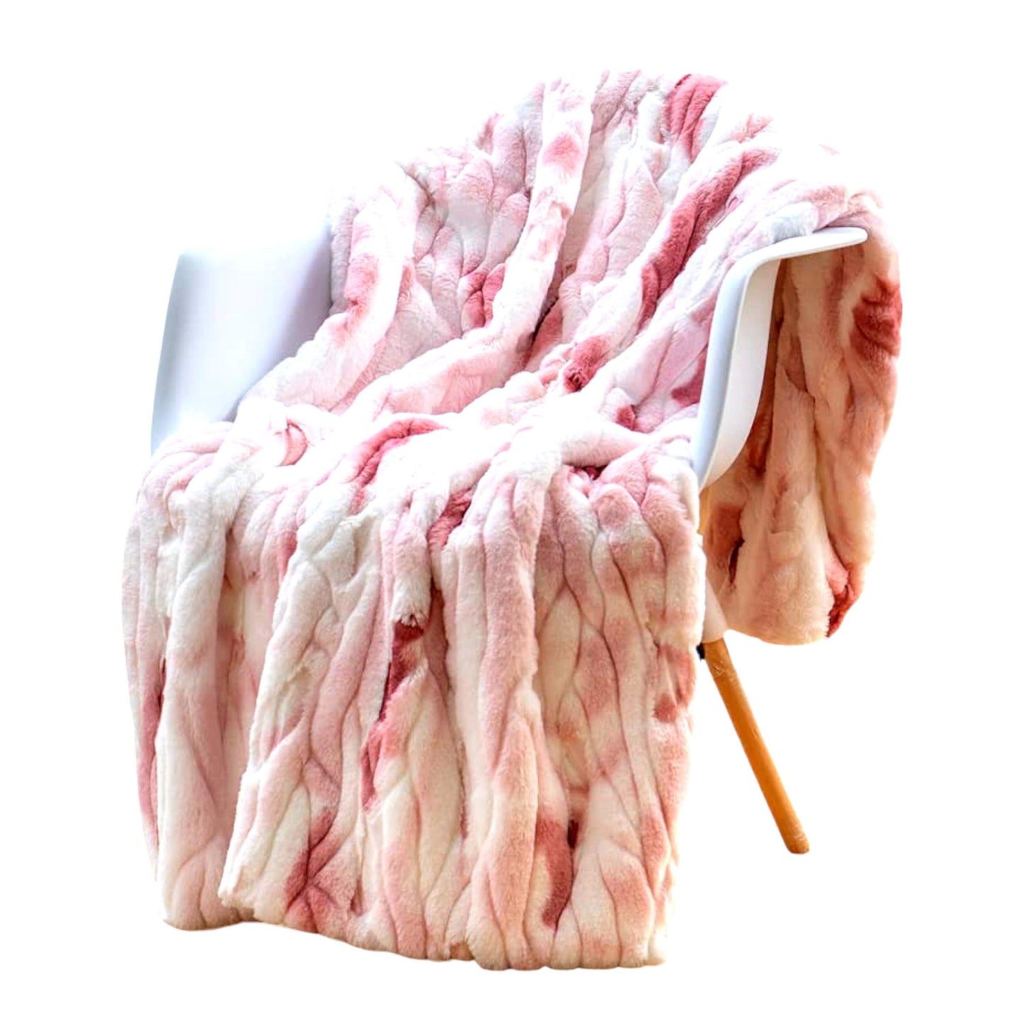 Royal Plush Velvet Throw - Ultra Soft Reversible Rose Pink Blanket for Couch, Sofa, Bed, or Chair - 50x60 Inch Cozy Fuzzy Comfort