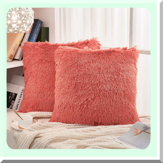 Fluffy Velvet Shaggy Cushion Set for Couch 18"X18"