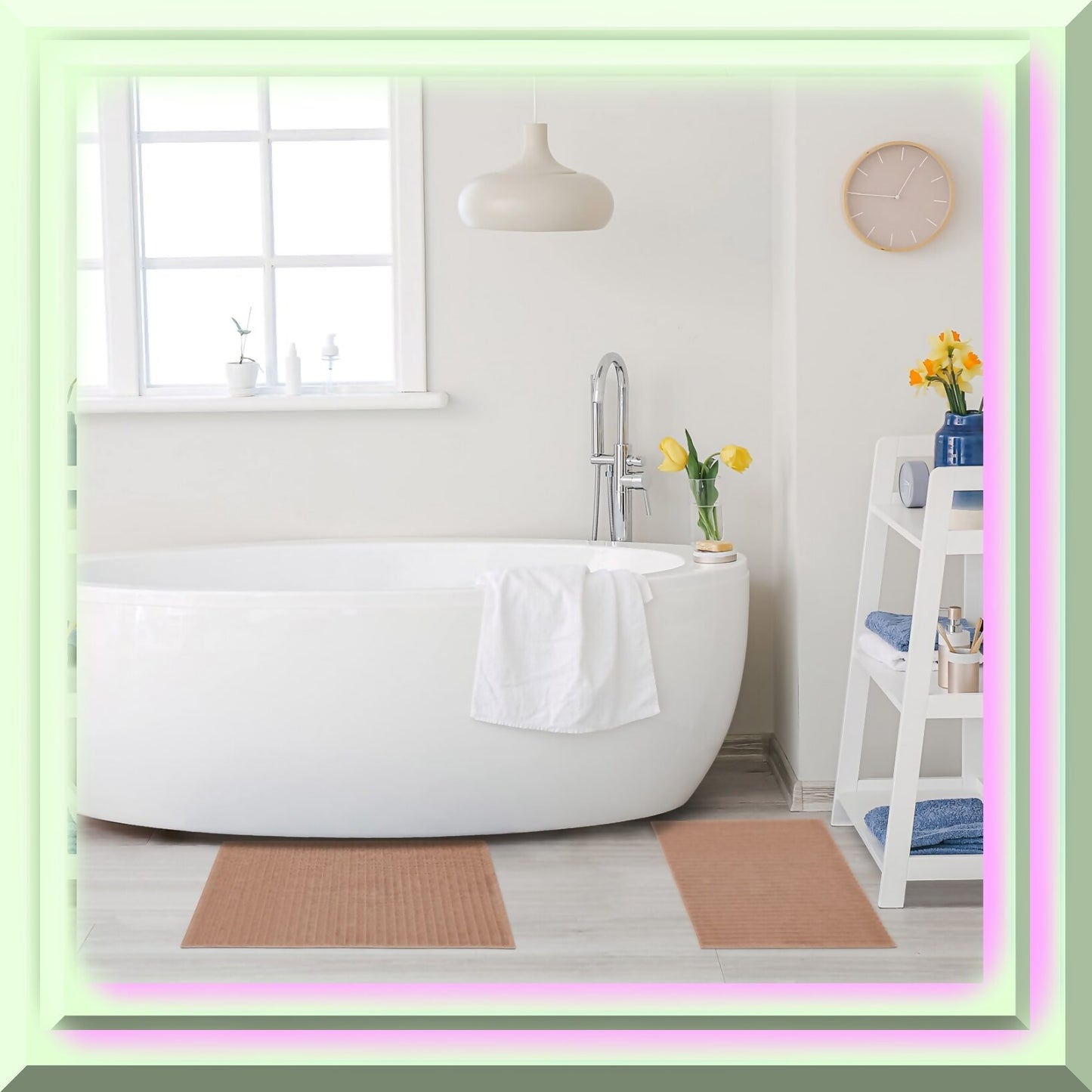 Bath Mats Set 2-Piece Combed Cotton Coffee
