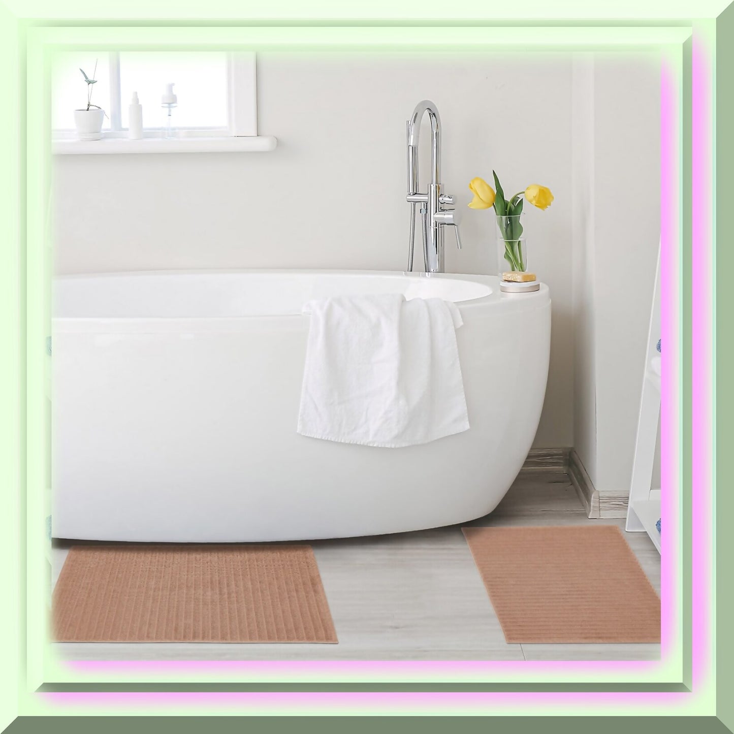 Bath Mats Set 2-Piece Combed Cotton Coffee