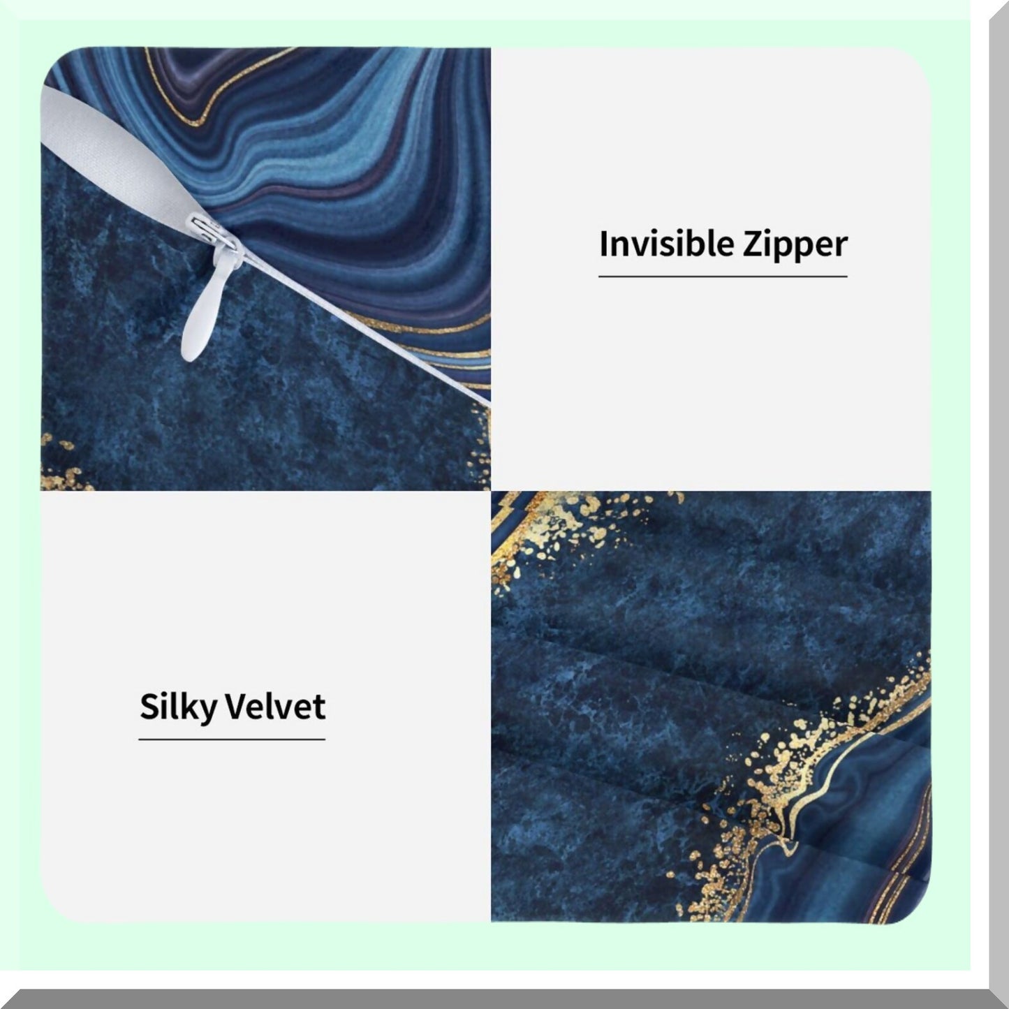 Blue Marble Square Pillowcase Set - 18x18 Inch Sofa Bedroom Living Room Car Cushion Cover - Texture Throw Pillow Cover - Set of 2