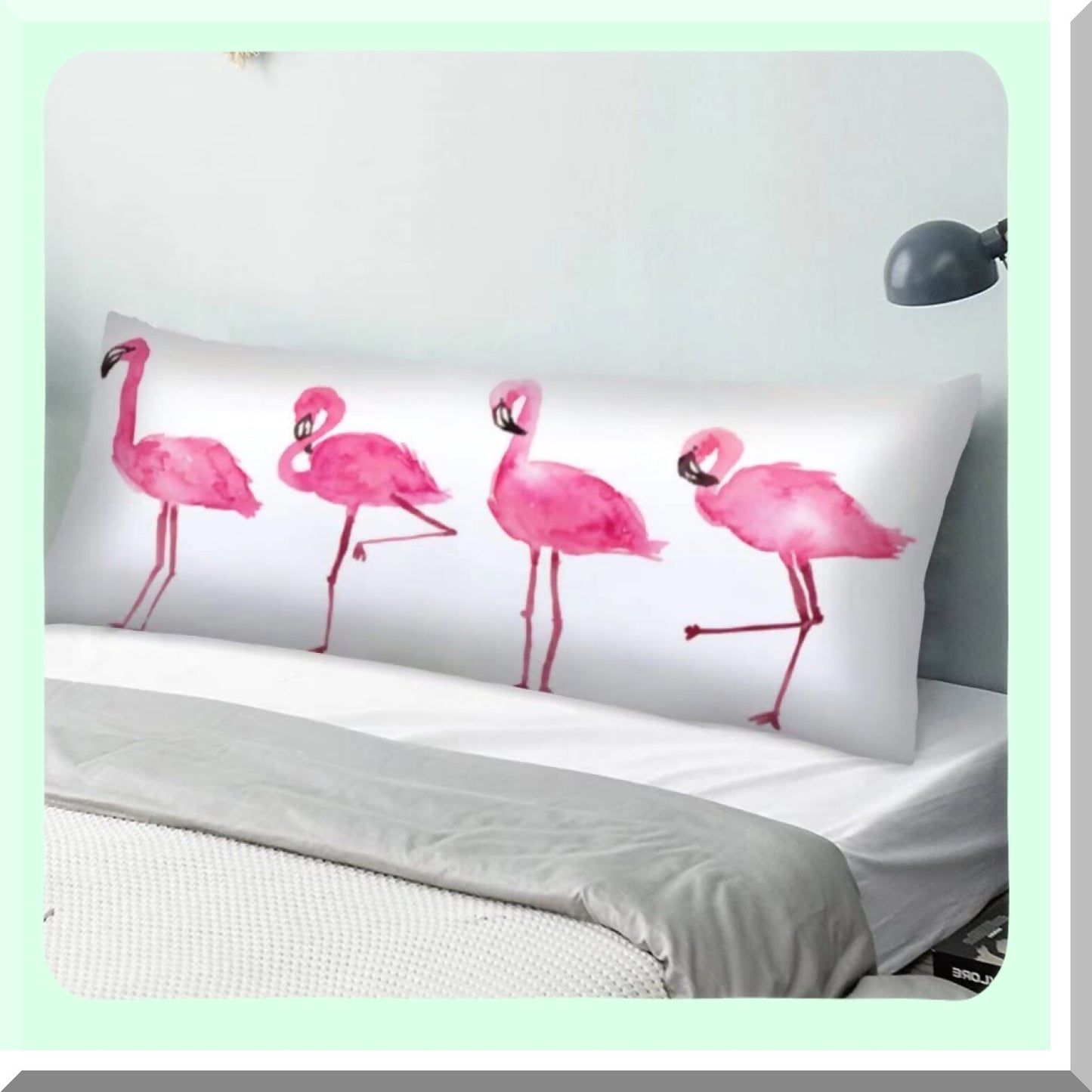 Tropical Flamingo Paradise Pillowcase - Exotic Bird Long Cover with Zipper for Bedding, Couch, Sofa - Cute Decorative Rectangle Protector 20"x54"