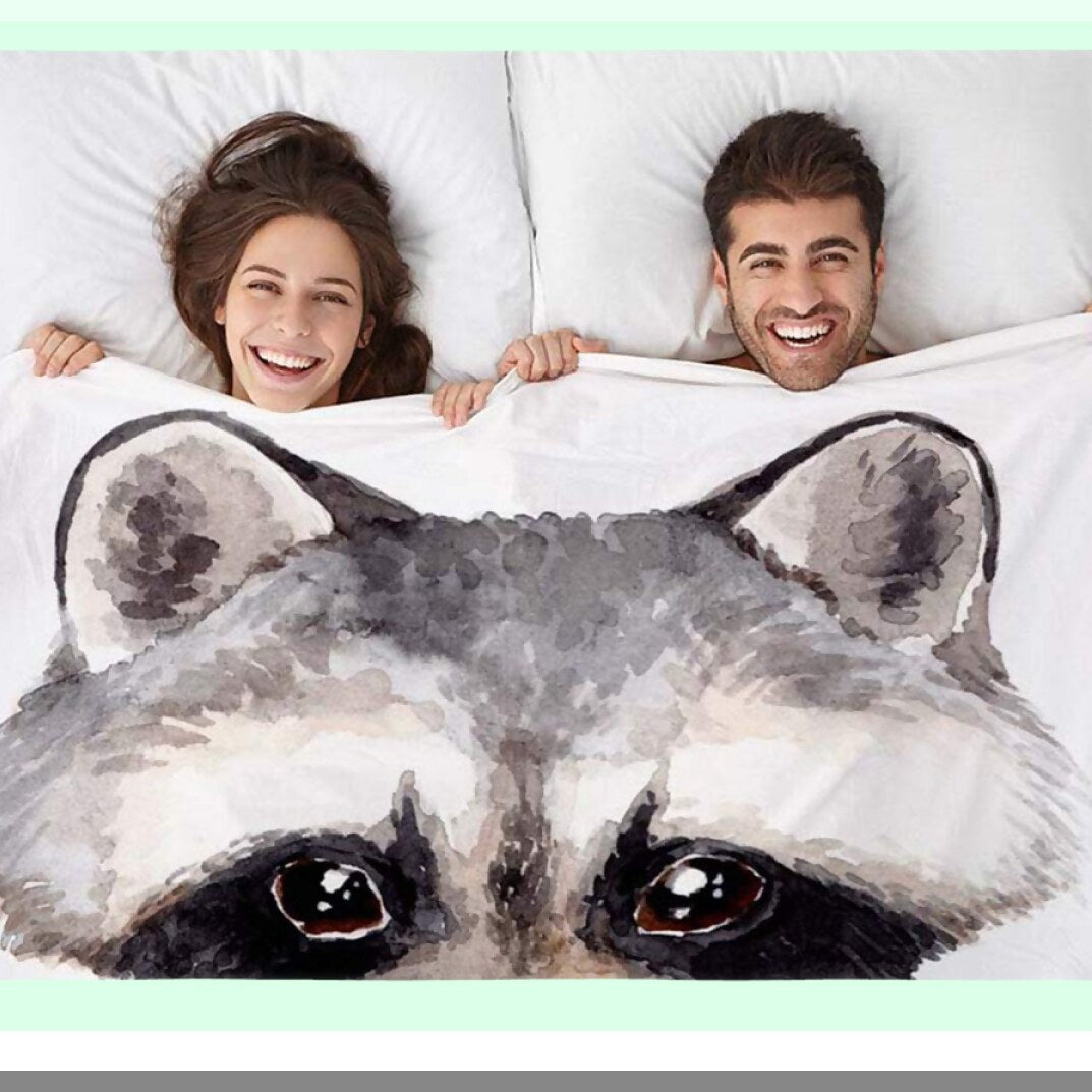 CozyCritter Watercolor Raccoon Baby Blanket - Soft, Warm, Decorative Flannel Plush Throw for Babies, Toddlers, Pets - 30x40 Inch