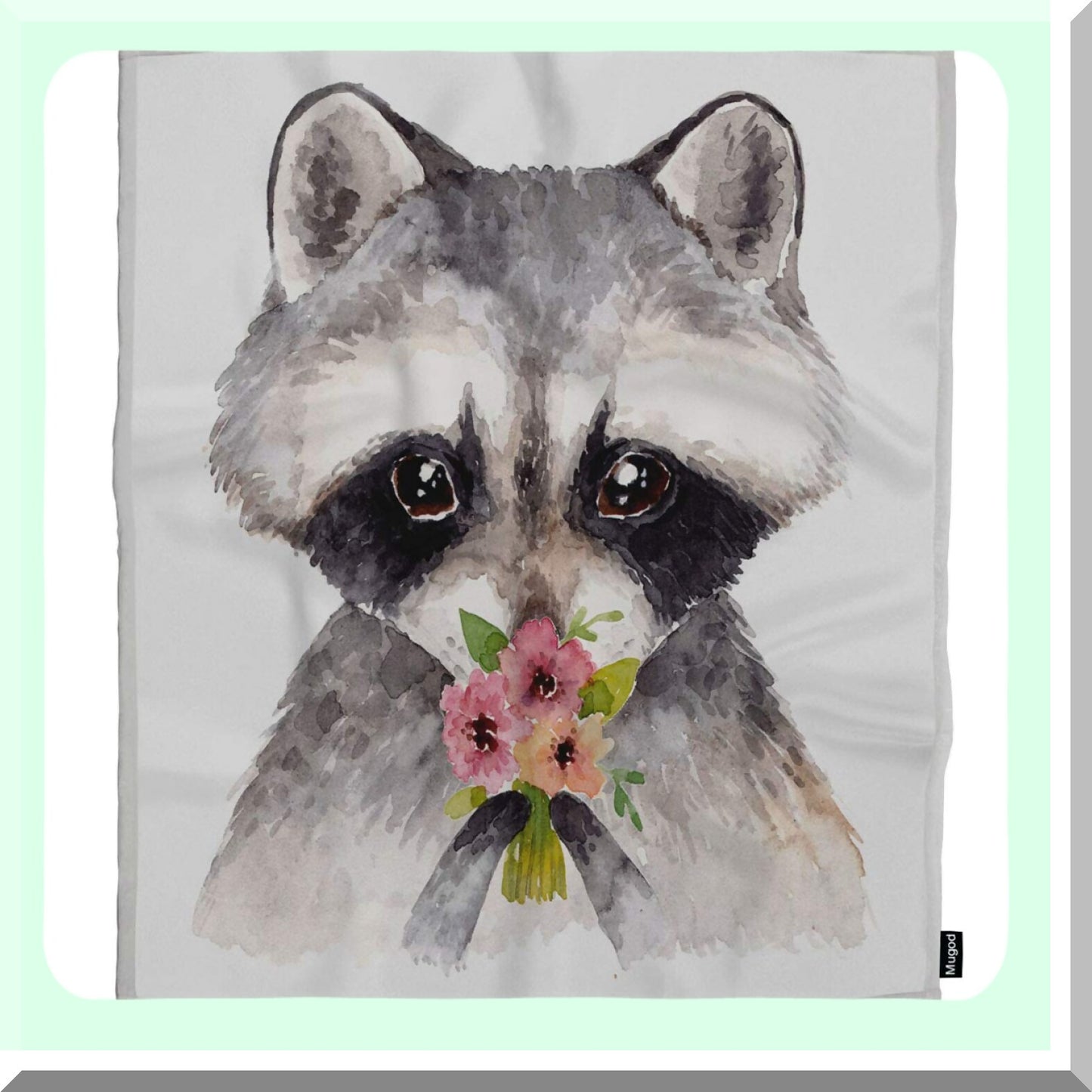 CozyCritter Watercolor Raccoon Baby Blanket - Soft, Warm, Decorative Flannel Plush Throw for Babies, Toddlers, Pets - 30x40 Inch