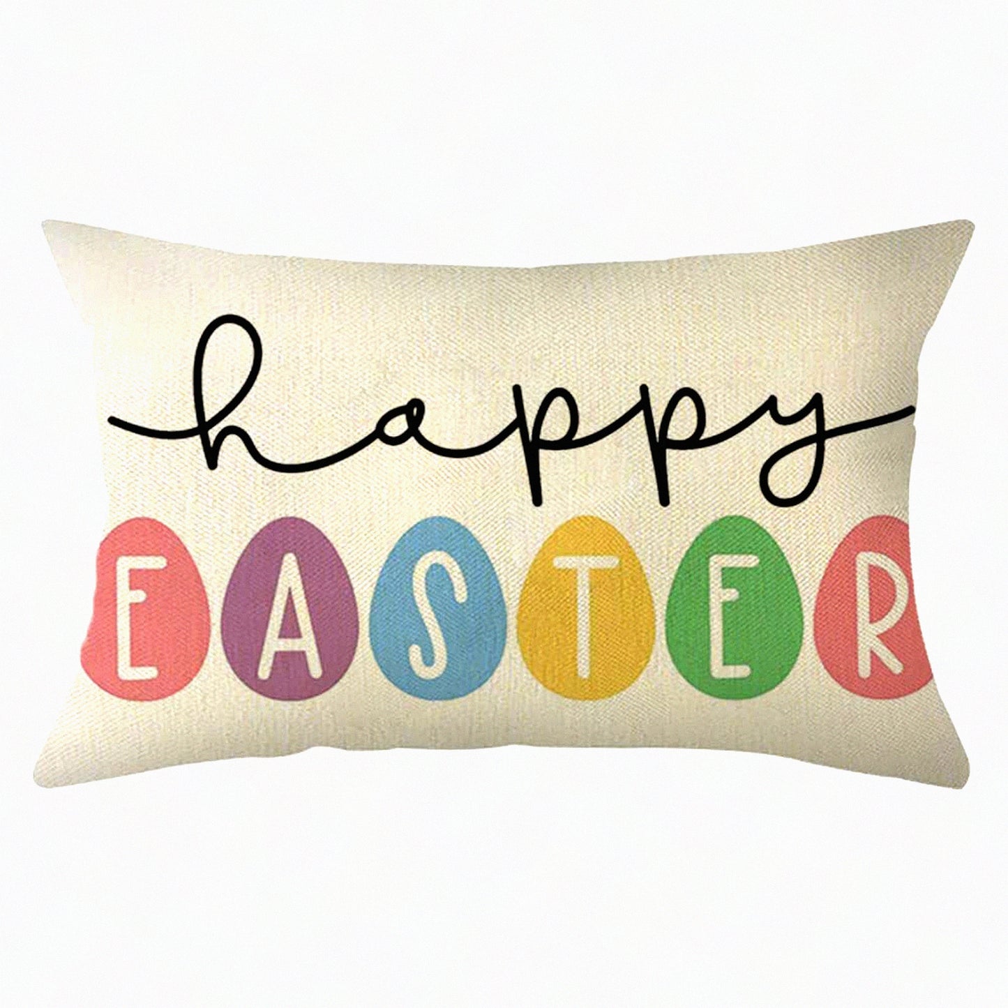 Spring Bunny Egg Cushion Cover - Happy Egg Throw Pillow for Sofa Couch, 12 x 20 Inch Holiday Party Decoration