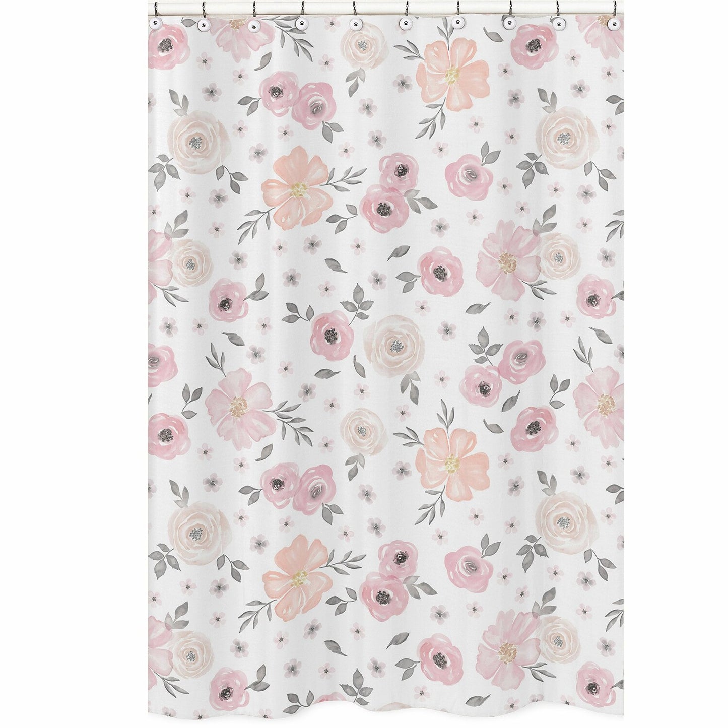 Blush Pink, Grey & White Fabric Shower Curtain