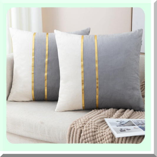 Velvet Patchwork Pillow Covers Set of 2 Compatible with Living Room, Bedroom, Sofa, Car Decor