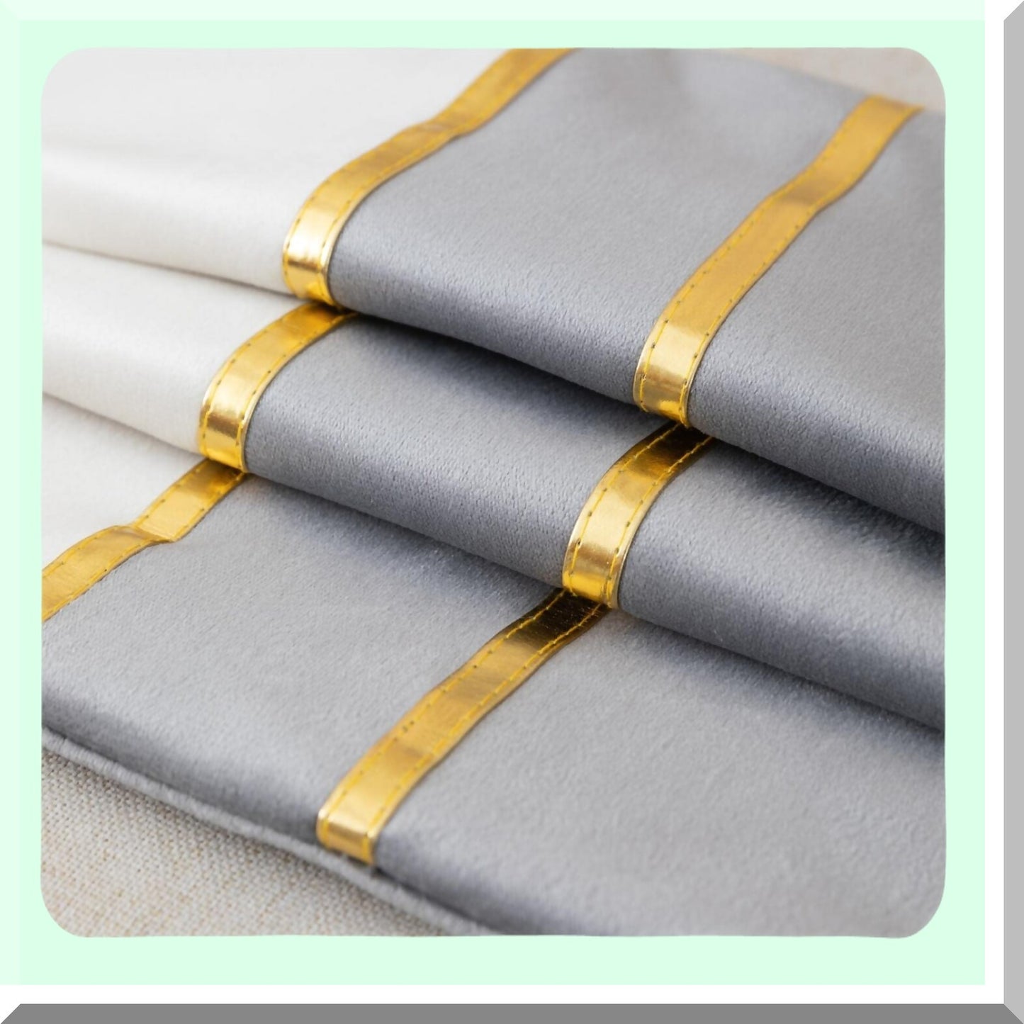 Luxury Velvet Patchwork Gold Leather Pillow Covers - Set of 2 Grey White 22 Inch Cushion Covers for Living Room, Bedroom, Sofa, Car Décor