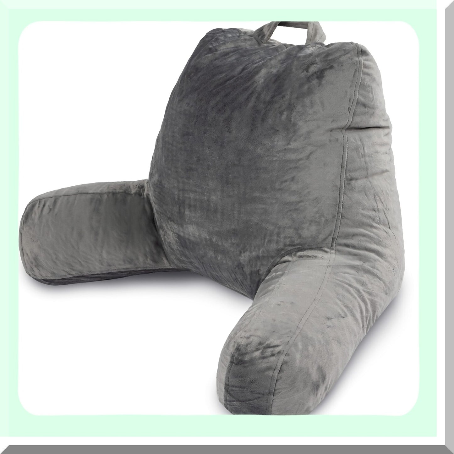 MemoryFoam ComfortRest - Large Adult Backrest with Arms for Sitting Up in Bed. Washable Cover Reading Pillow for Back Support and Comfort.