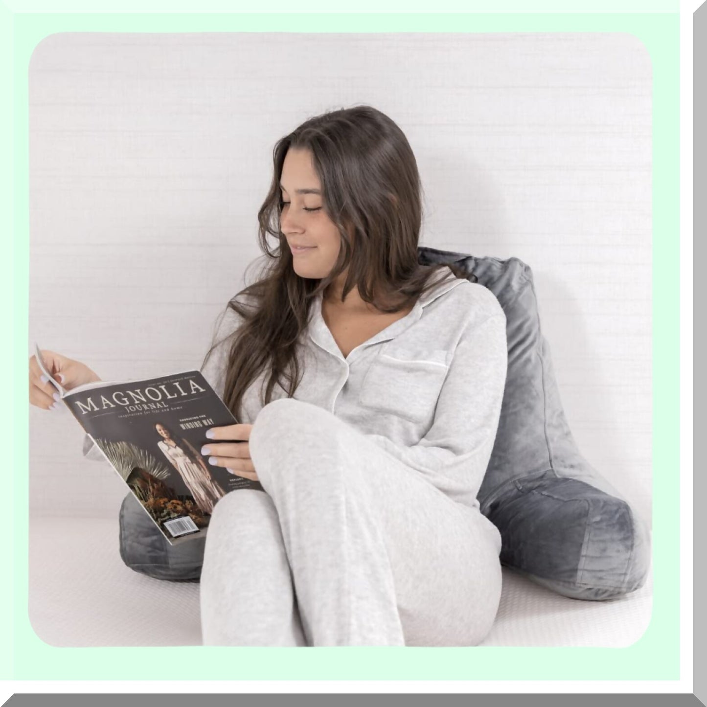 MemoryFoam ComfortRest - Large Adult Backrest with Arms for Sitting Up in Bed. Washable Cover Reading Pillow for Back Support and Comfort.