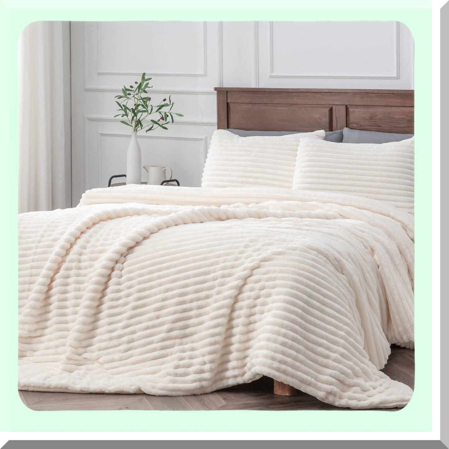 WinterWonder Plush Twin Comforter Set - Soft, Warm, Fluffy White Bedding with Luxury Fuzzy Feel - Includes 1 Pillowcase for Cozy Nights