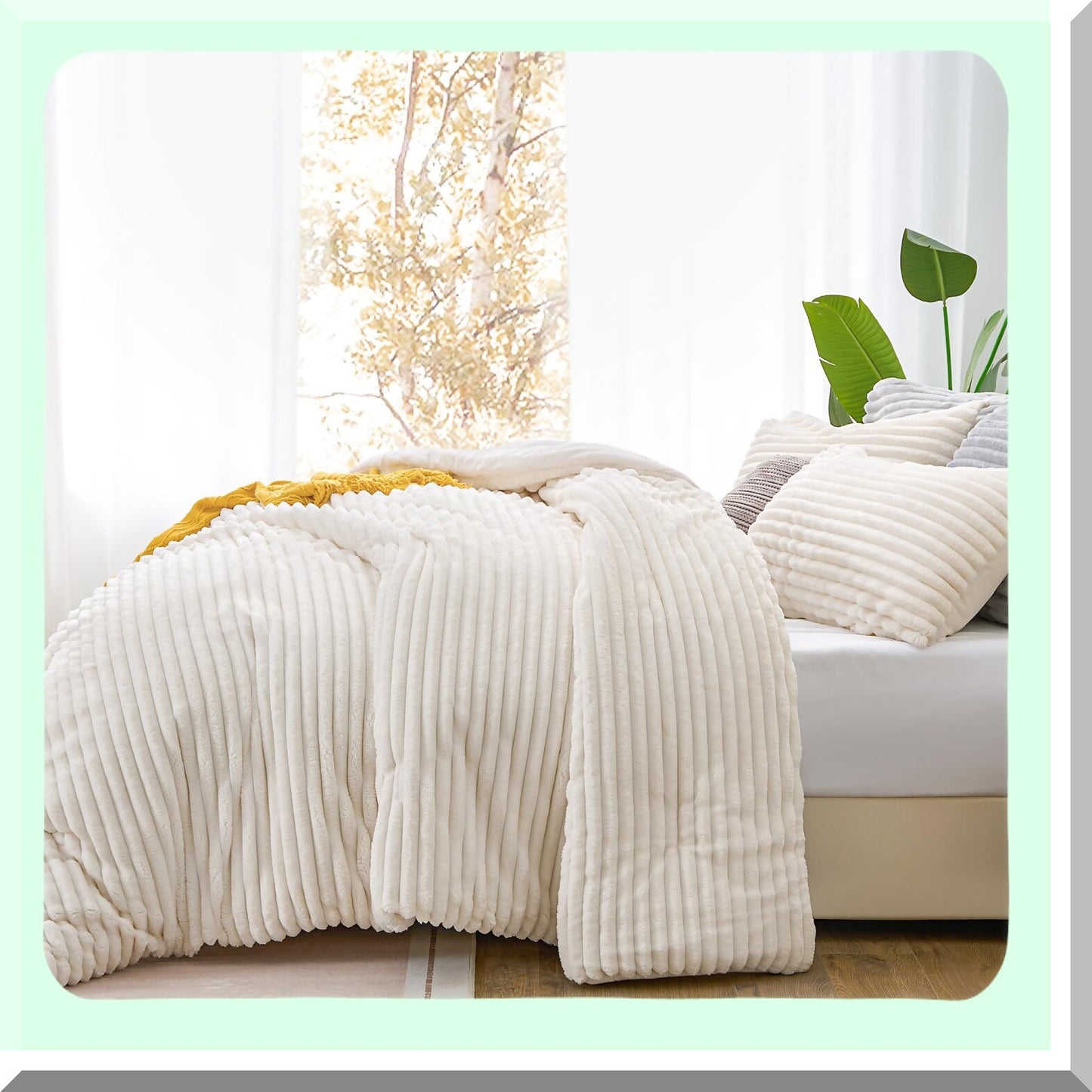WinterWonder Plush Twin Comforter Set - Soft, Warm, Fluffy White Bedding with Luxury Fuzzy Feel - Includes 1 Pillowcase for Cozy Nights