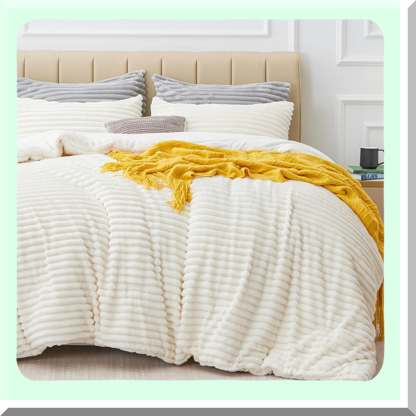WinterWonder Plush Twin Comforter Set - Soft, Warm, Fluffy White Bedding with Luxury Fuzzy Feel - Includes 1 Pillowcase for Cozy Nights