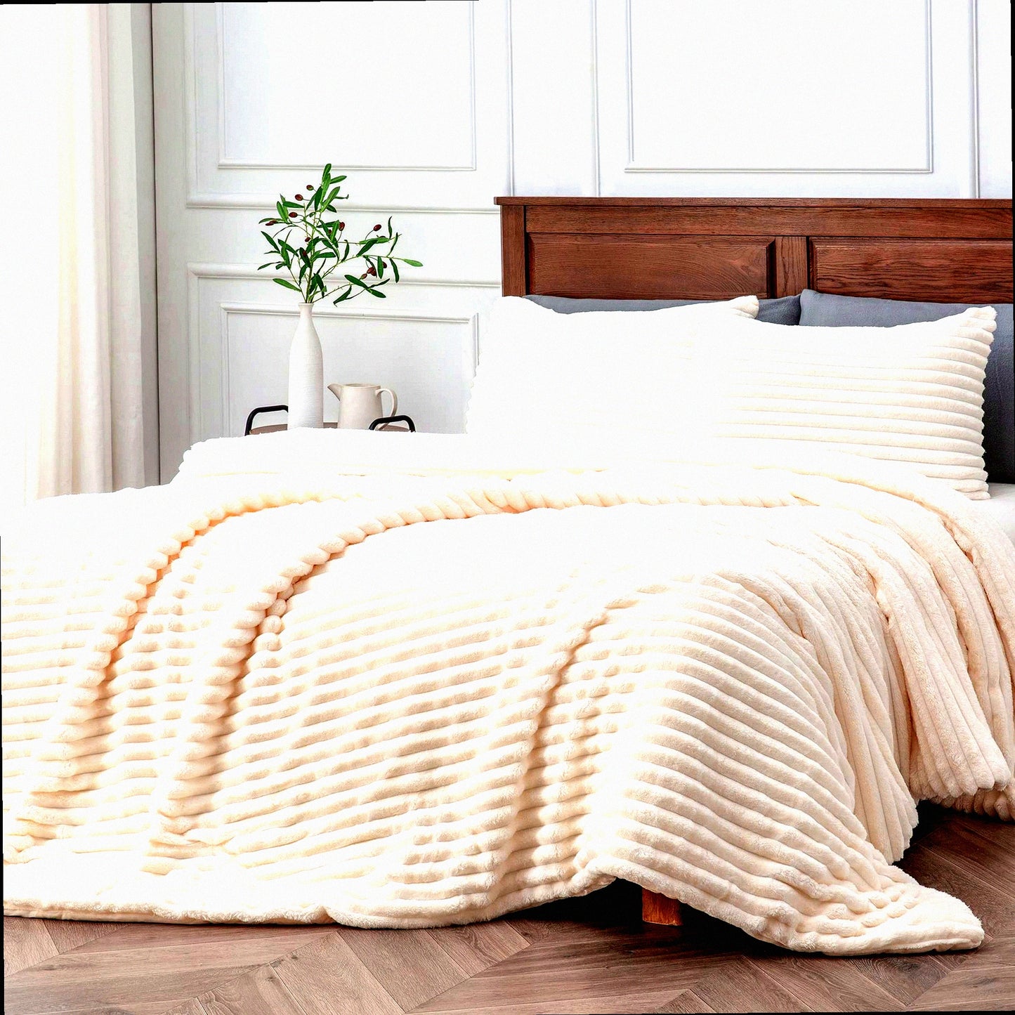 WinterWonder Plush Twin Comforter Set - Soft, Warm, Fluffy White Bedding with Luxury Fuzzy Feel - Includes 1 Pillowcase for Cozy Nights