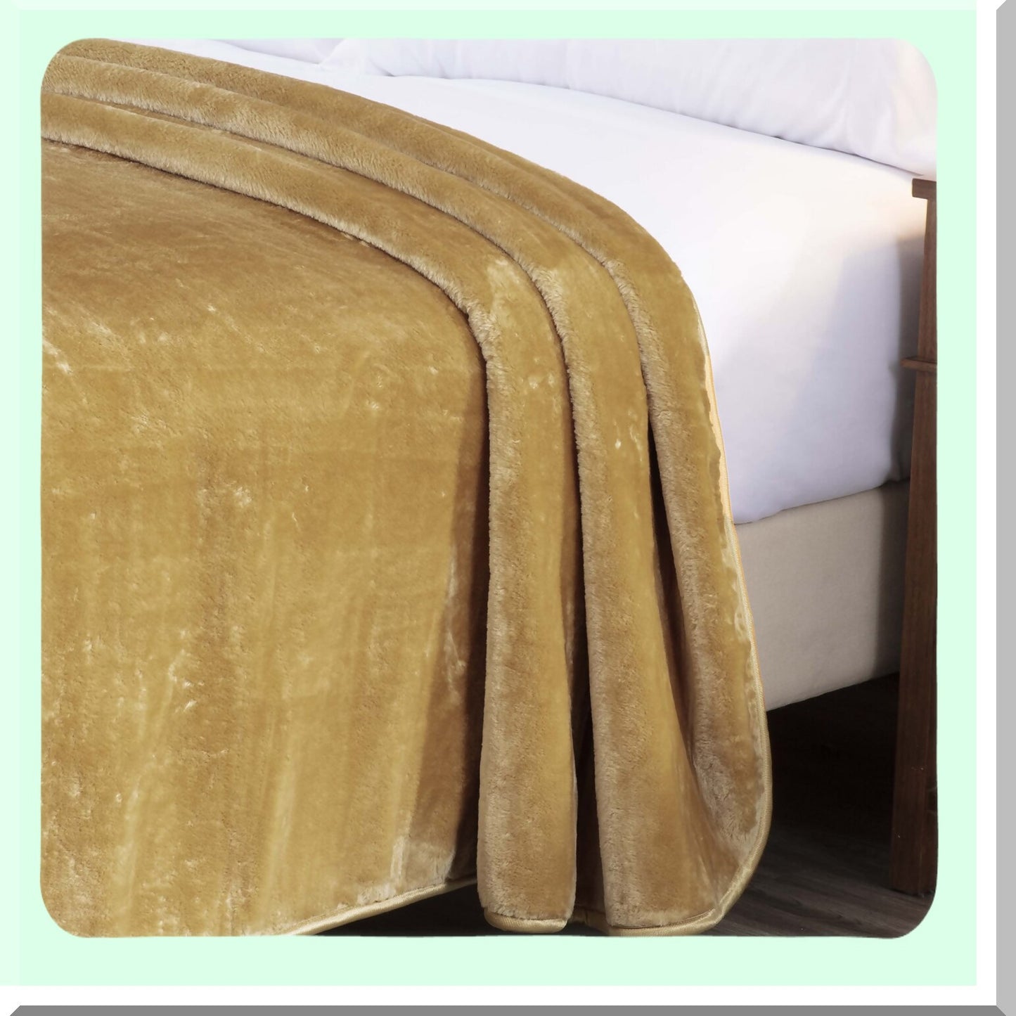 Golden Luxe Heavyweight Mink Blanket - 750GSM, Silky Soft, Plush Raschel, 85" x 95"