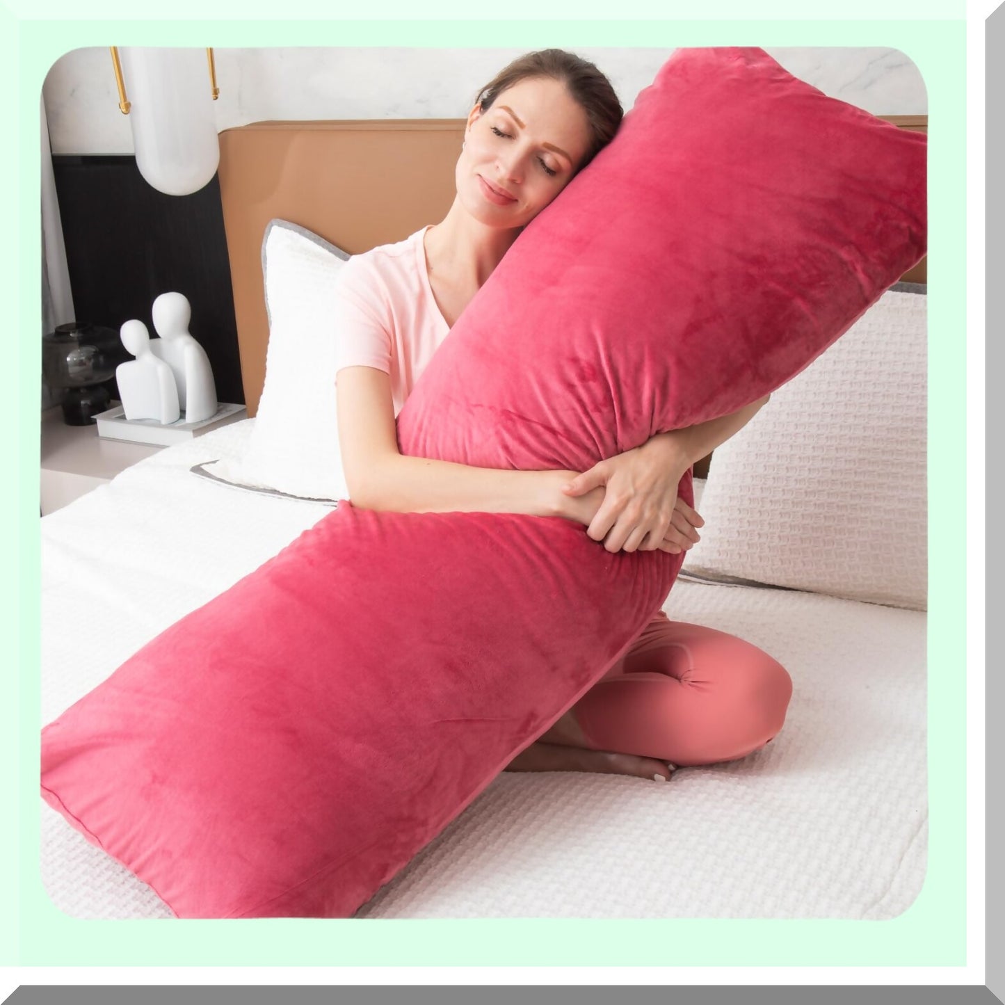 VelvetDream Body Pillow - Extra Long Firm Support for Side Sleepers - 20x54 Inches Red - Ultimate Comfort for Adults - Bed Pillow for Better Sleep