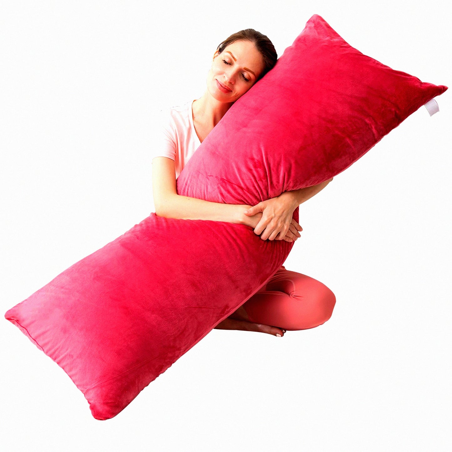 VelvetDream Body Pillow - Extra Long Firm Support for Side Sleepers - 20x54 Inches Red - Ultimate Comfort for Adults - Bed Pillow for Better Sleep