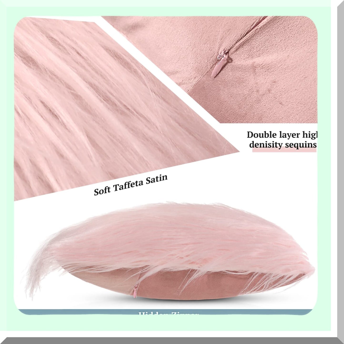 FuzzySoft Decorative Pillowcase Set - 4 Pack Square Cushion Cover for Sofa, Couch, Chair, Bed - Pink & Gray Throw Pillow Covers - 16 x 16 Inch