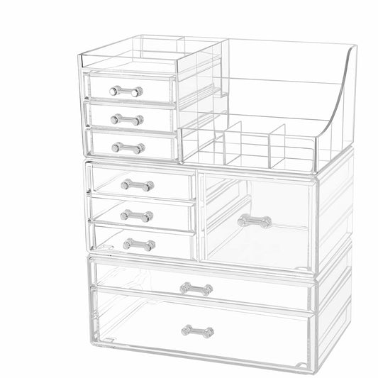 Clear Makeup Organizer with 9 Drawers