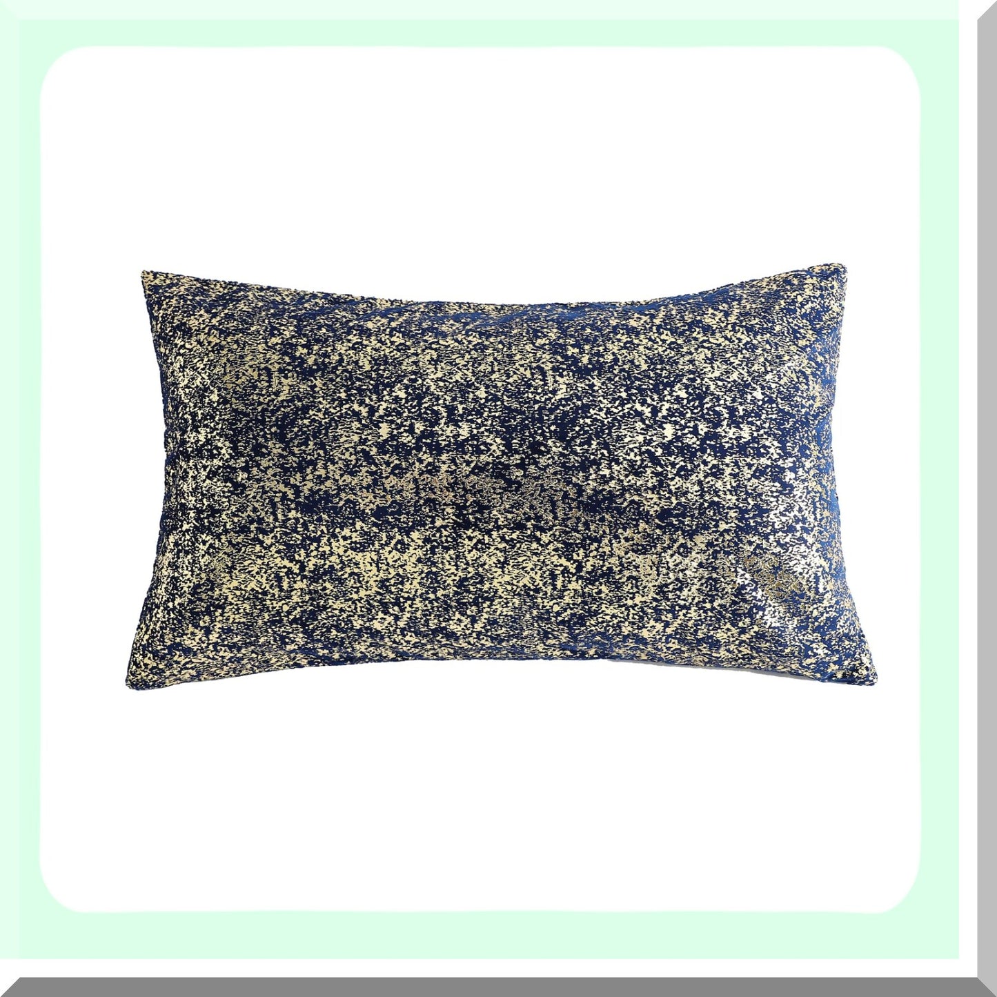 Sparkle Gold Velvet Lumbar Pillow Cover - Navy Blue - Hidden Zipper Closure - Decorative Accent Cushion Case for Couch - Soft Throw Pillow - 12x20 - F Print