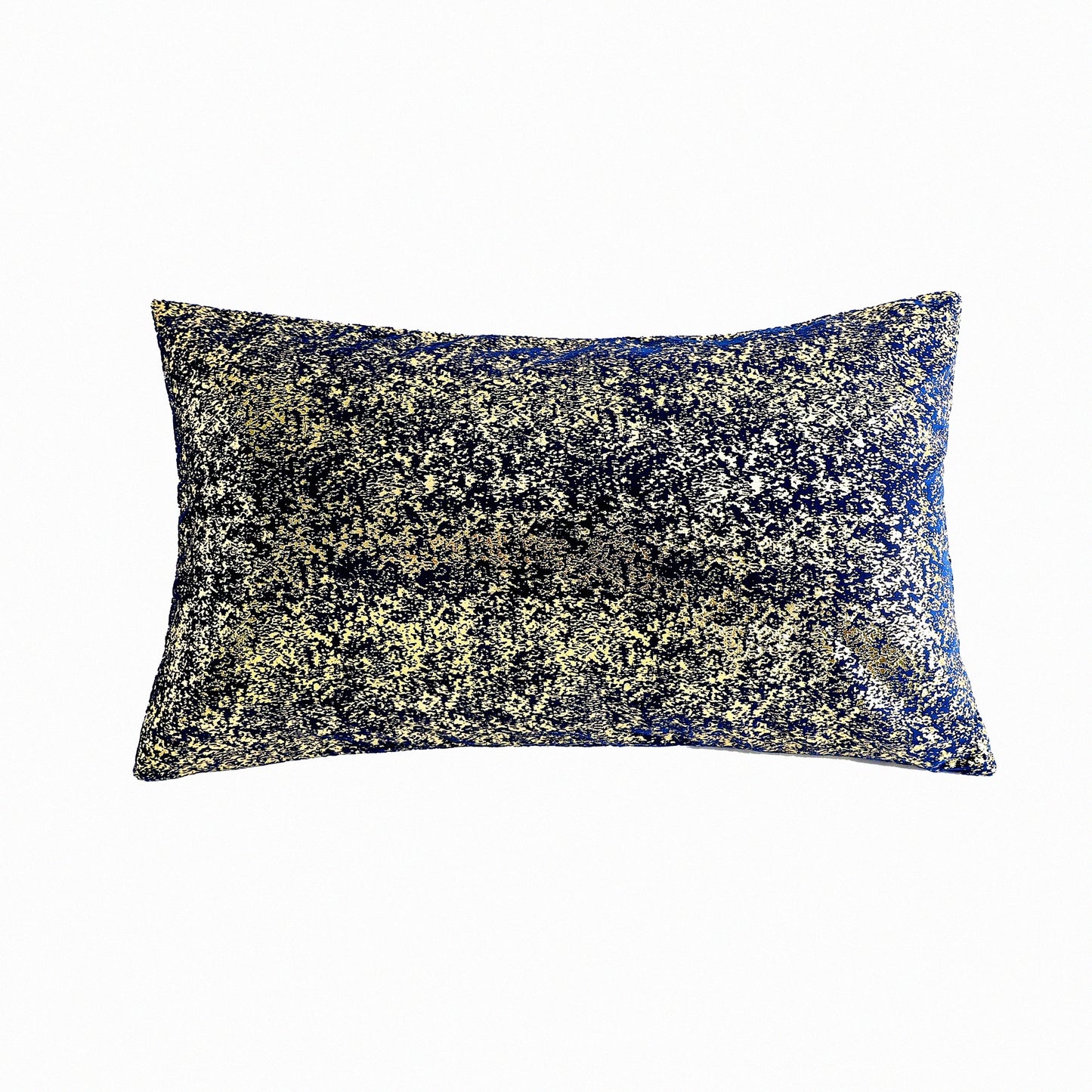 Sparkle Gold Velvet Lumbar Pillow Cover - Navy Blue - Hidden Zipper Closure - Decorative Accent Cushion Case for Couch - Soft Throw Pillow - 12x20 - F Print