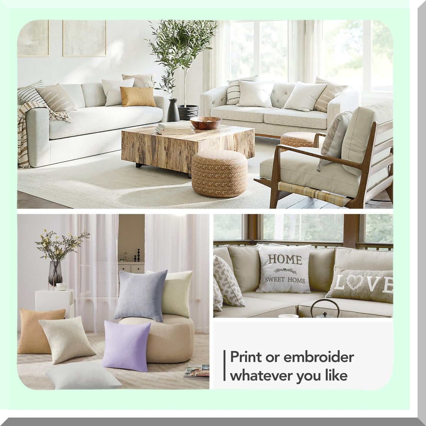 Luxe Linen 22x22 Pillow Cover Set - Textured Decorative Sham for Couch & Bed - Cream Cushion Case - Throw Pillow Protector (4 Pack)
