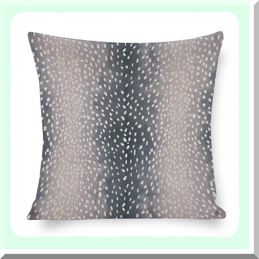 Blue Fawn Antelope Linen Pillow Covers - Modern Square Animal Print Cushion Case for Couch Bed Home Sofa Decorative 20"x20"
