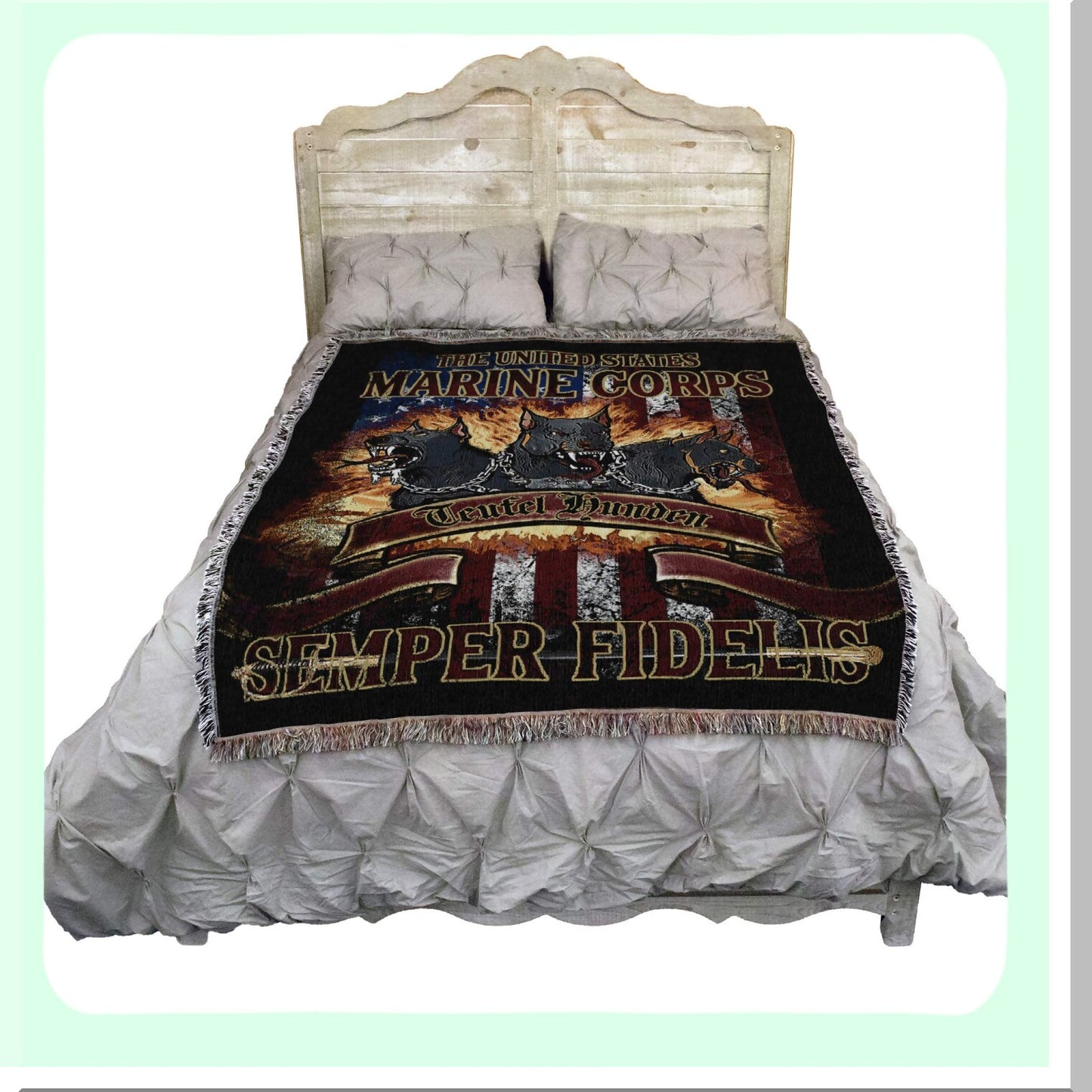 Semper Fidelis Marine Corps Cotton Tapestry Throw - 72x54 USA-Made Military Gift Blanket